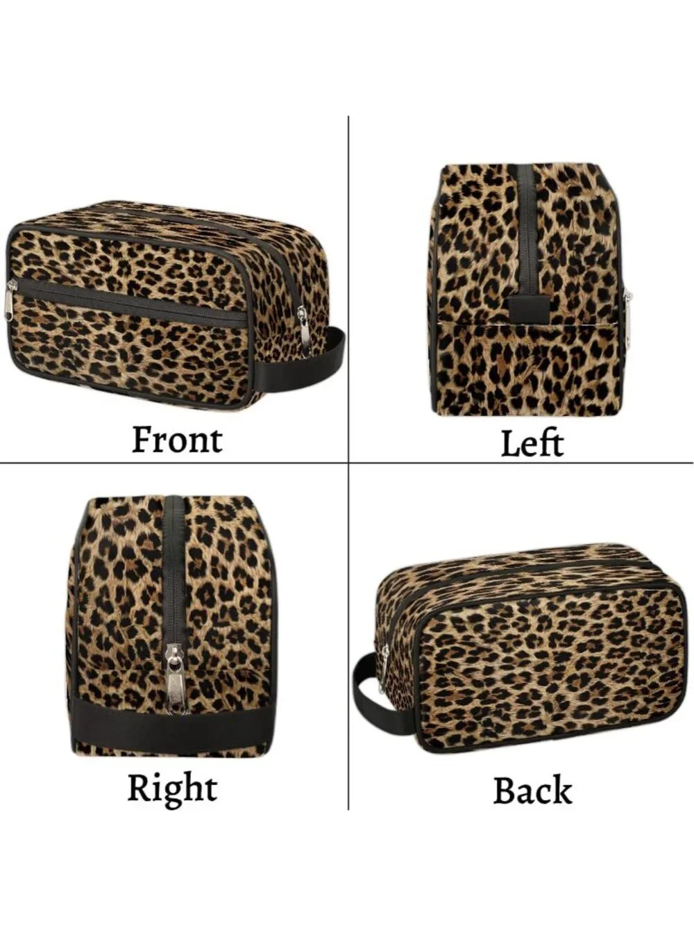 Vintage Leopard Print Makeup Bag | Travel Toiletry Pouch & Cosmetic Dopp Kit